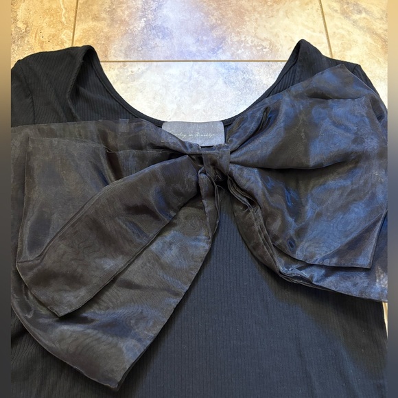 Anthropologie Sunday in Brooklyn Black Ribbed Bow Top Women’s Size Medium - Picture 9 of 14